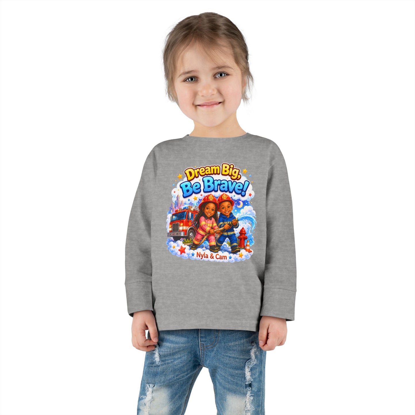 Dream Big Be Brave! Toddler Tee | Firefighter Truck Kids Shirt
