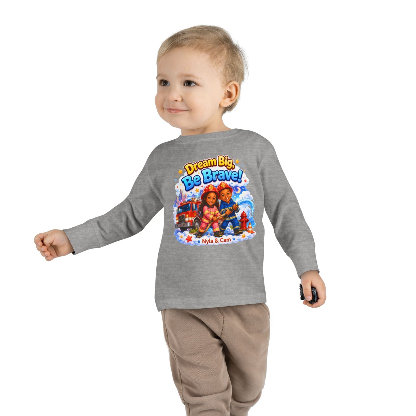 Dream Big Be Brave! Toddler Tee | Firefighter Truck Kids Shirt