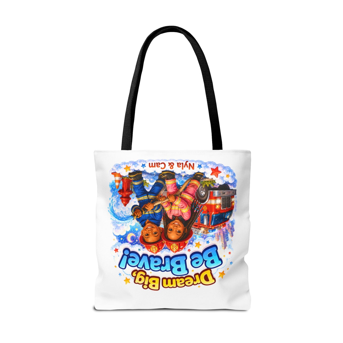 Dream Big Be Brave Tote Bag | Kids Firefighter Illustration