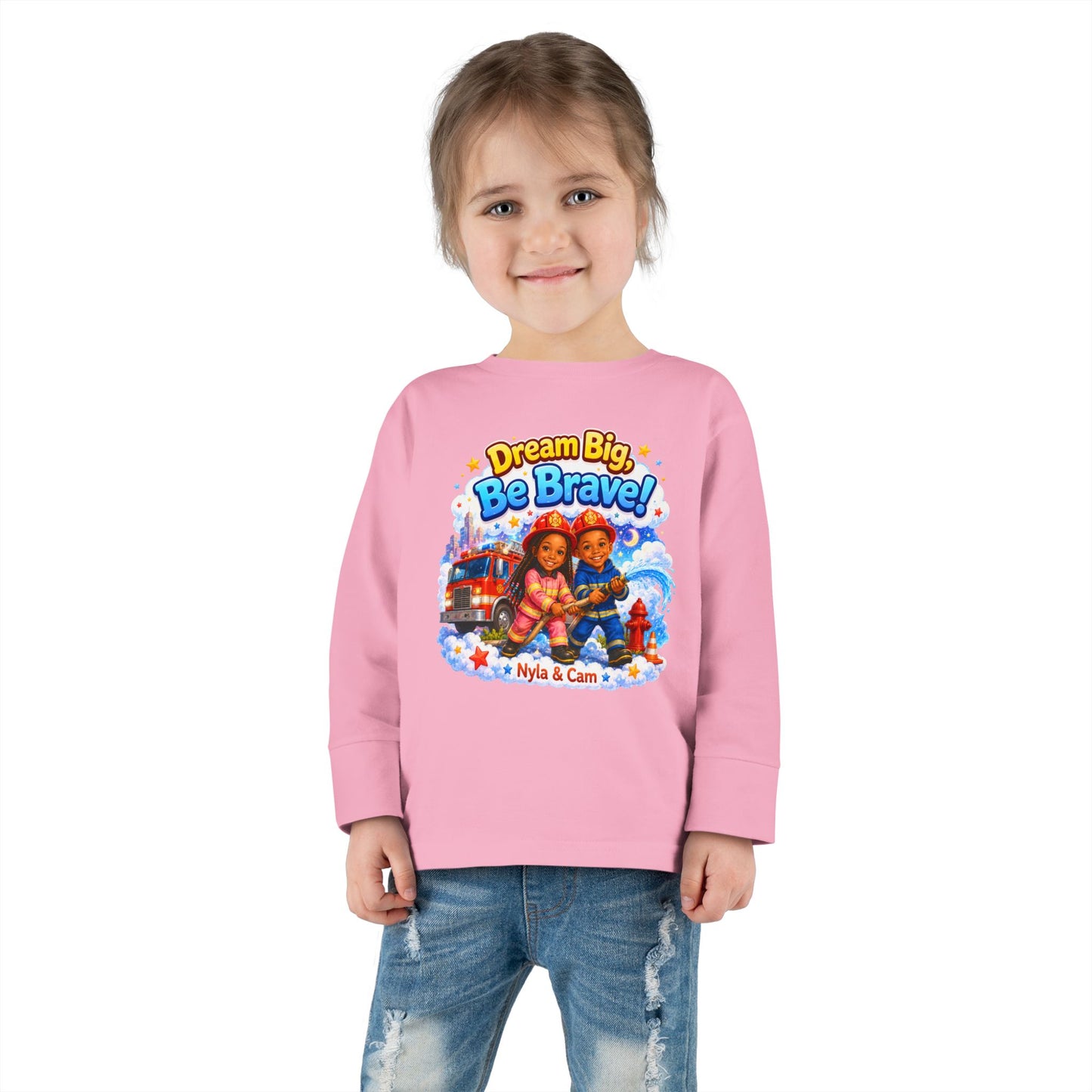 Dream Big Be Brave! Toddler Tee | Firefighter Truck Kids Shirt