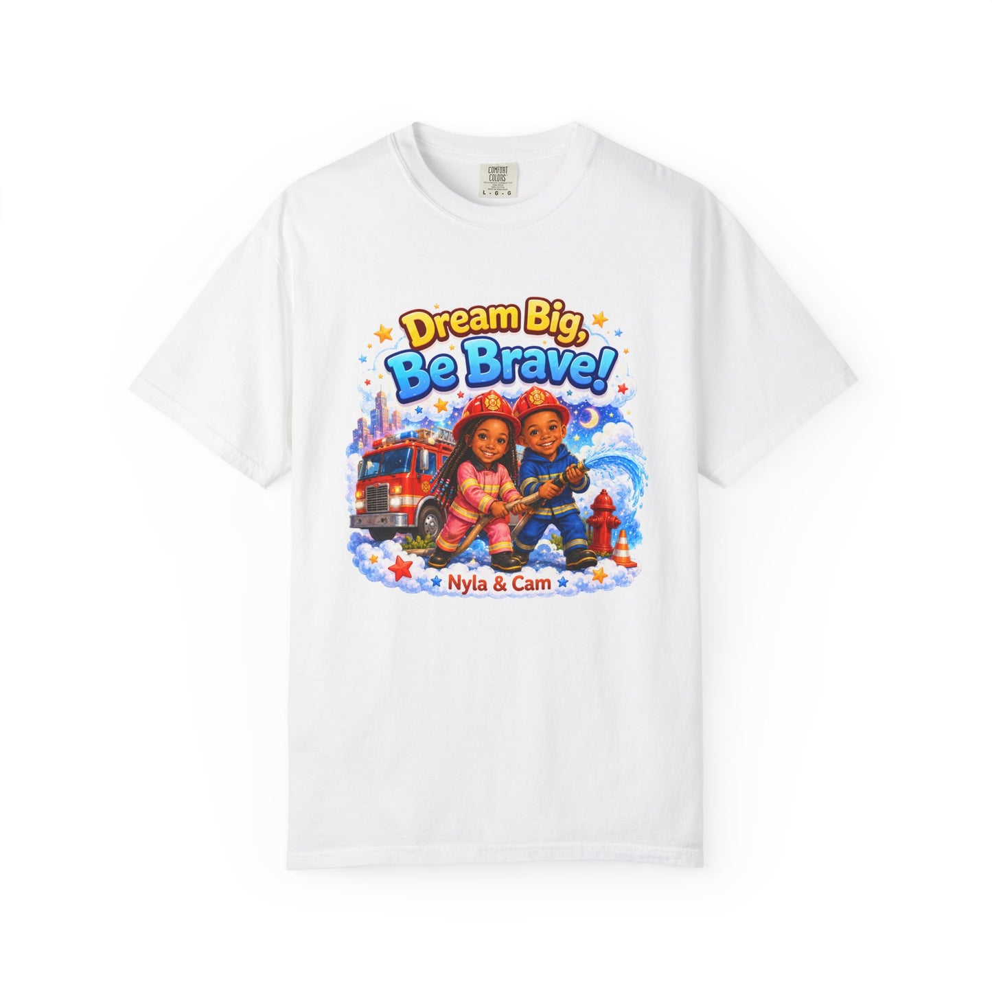 Dream Big Be Brave T-shirt | Kids Firefighter Illustration
