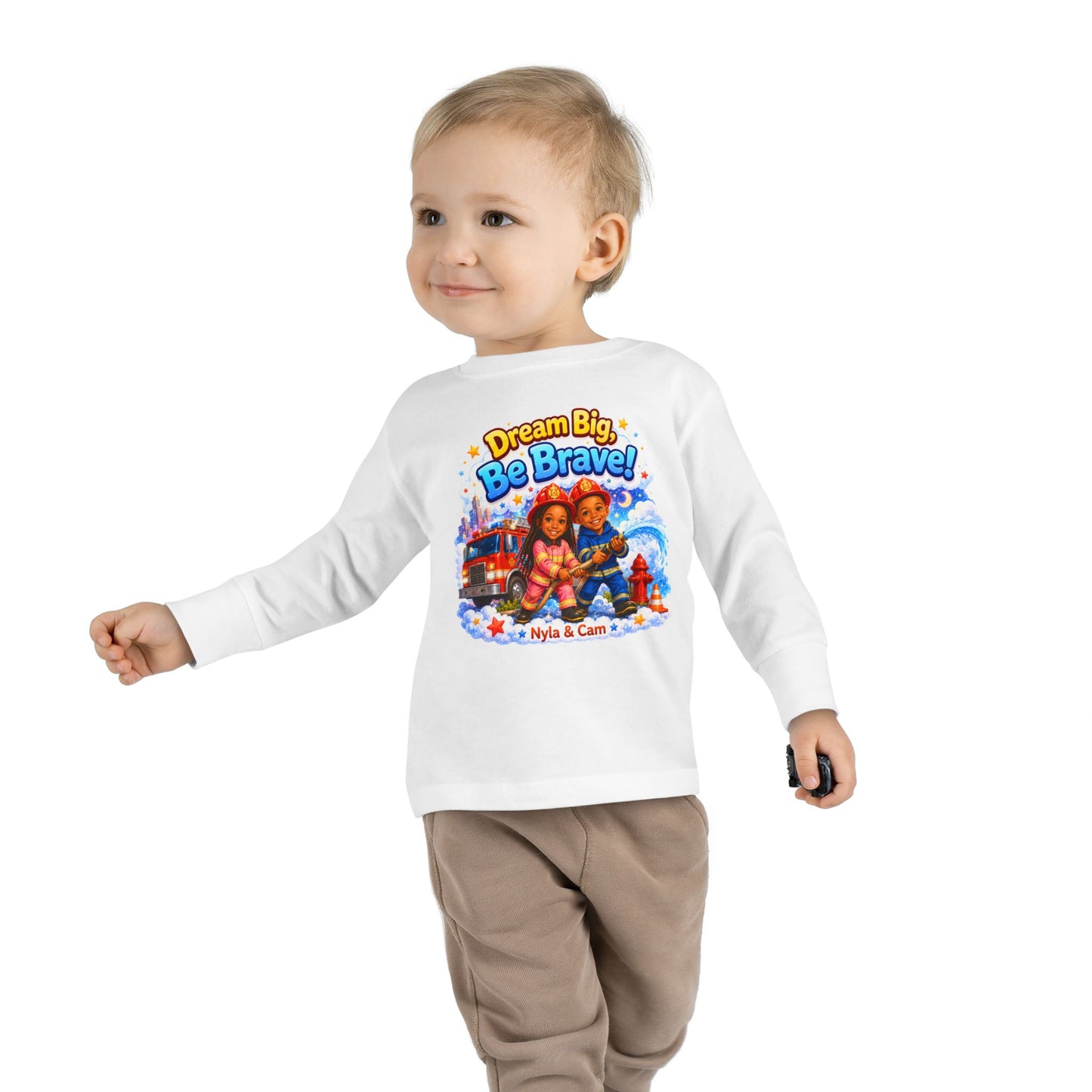 Dream Big Be Brave! Toddler Tee | Firefighter Truck Kids Shirt