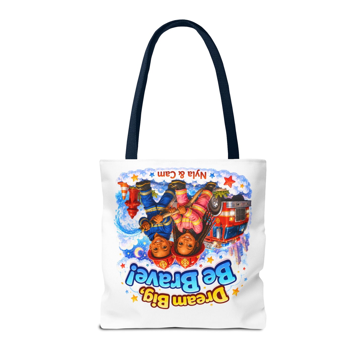 Dream Big Be Brave Tote Bag | Kids Firefighter Illustration