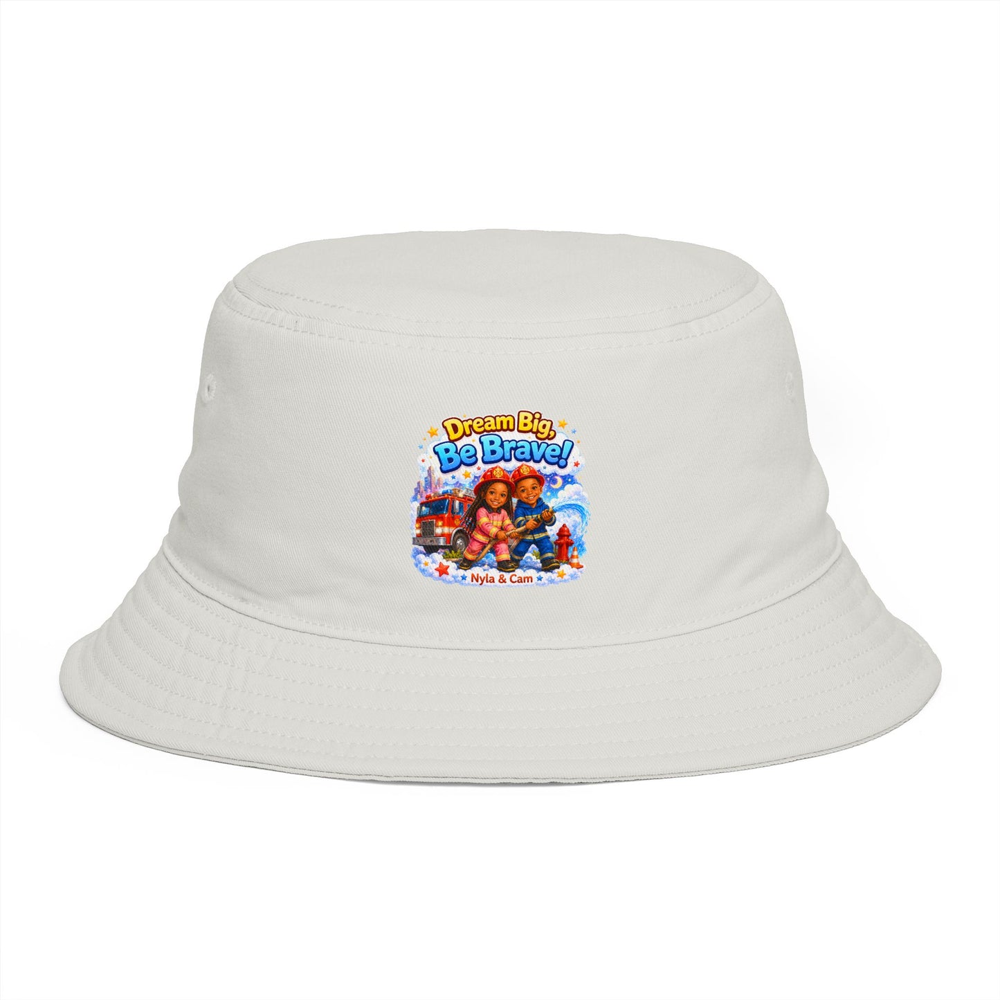 Dream Big Be Brave graphic Bucket Hat | Kids motivational illustration
