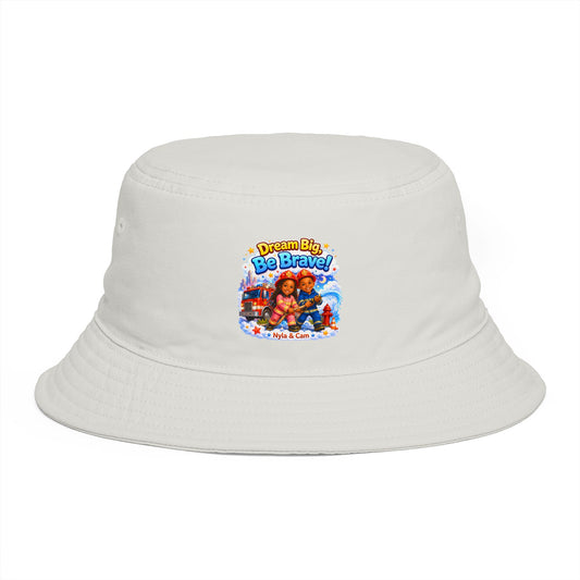 Dream Big Be Brave graphic Bucket Hat | Kids motivational illustration