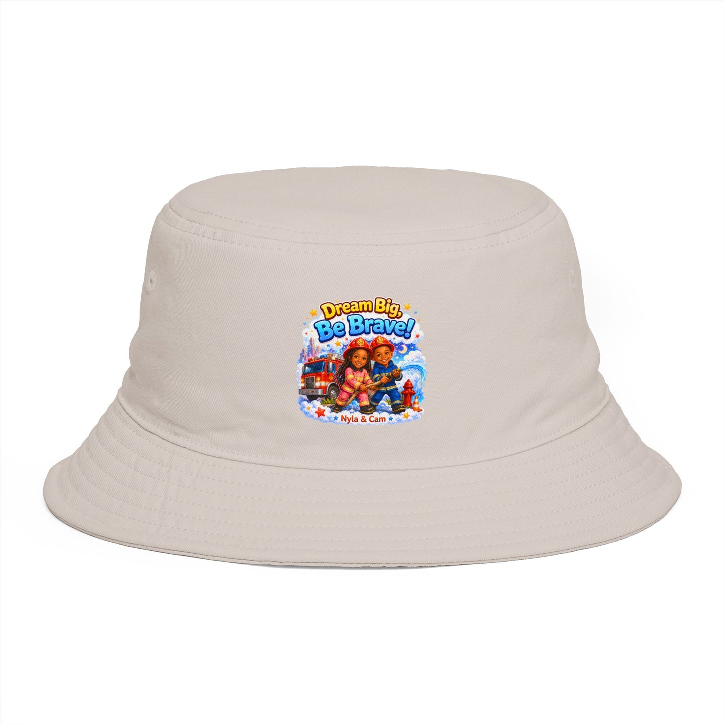 Dream Big Be Brave graphic Bucket Hat | Kids motivational illustration