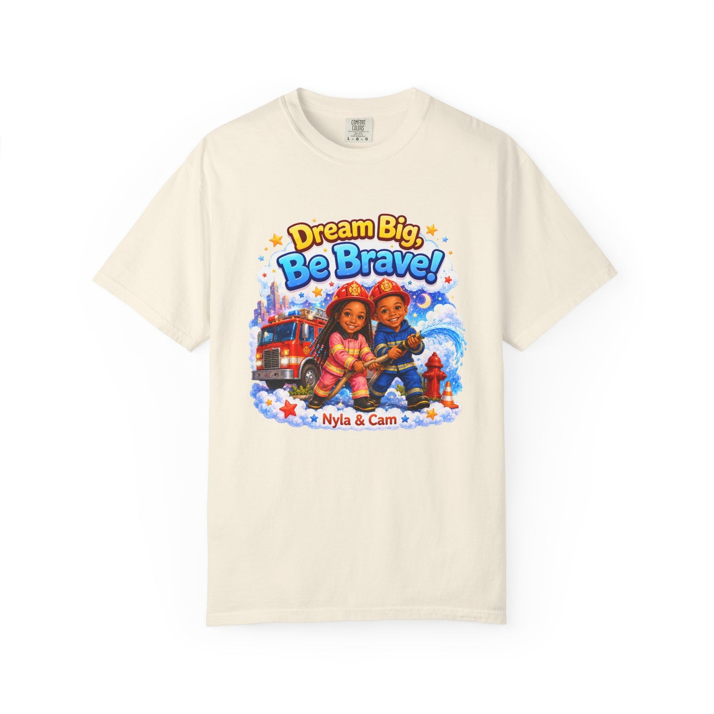 Dream Big Be Brave T-shirt | Kids Firefighter Illustration