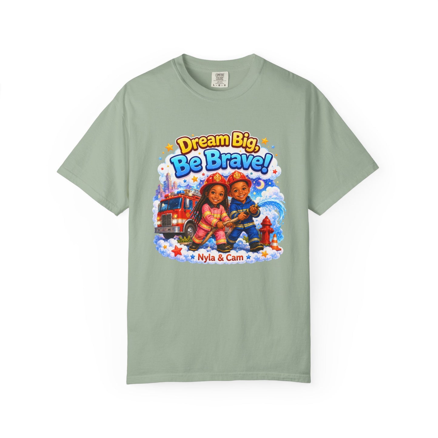 Dream Big Be Brave T-shirt | Kids Firefighter Illustration
