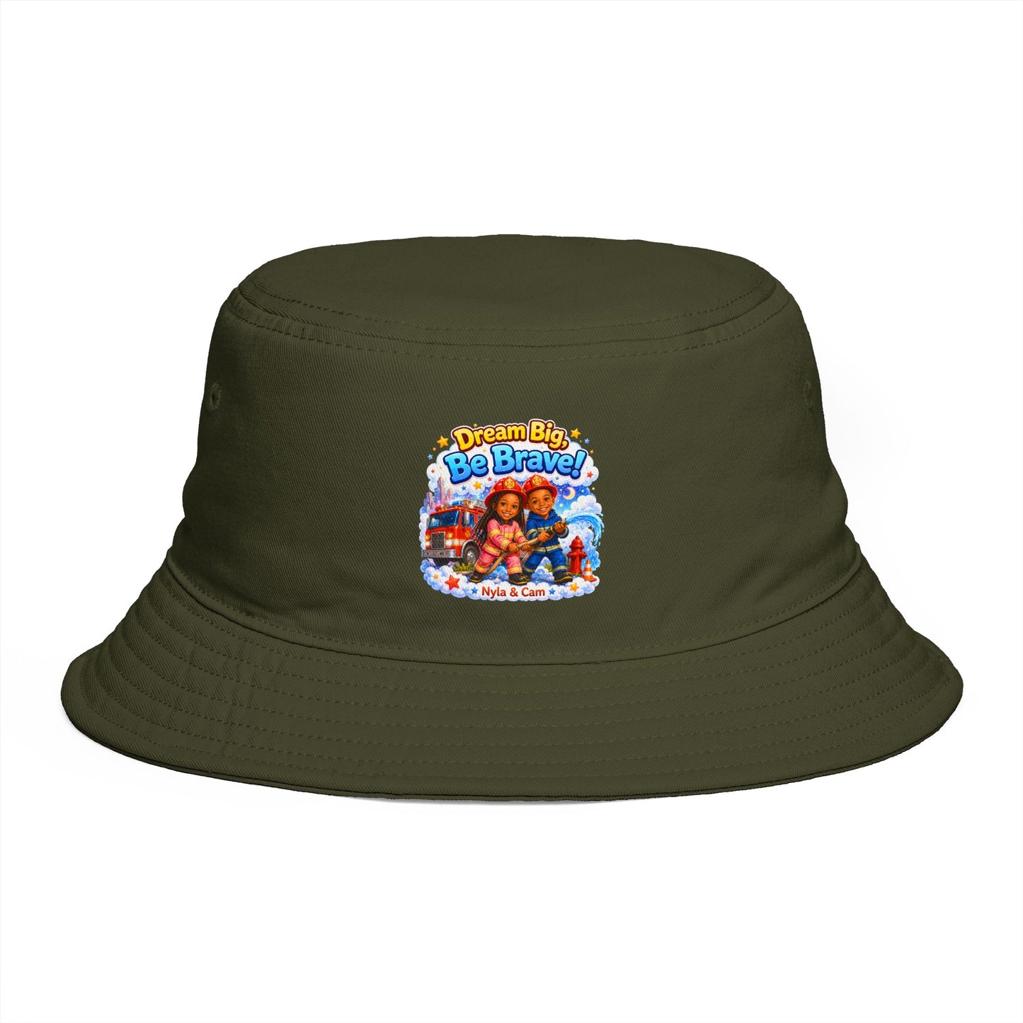 Dream Big Be Brave graphic Bucket Hat | Kids motivational illustration