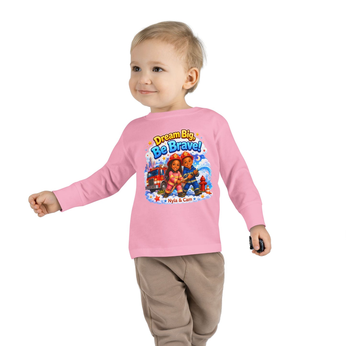 Dream Big Be Brave! Toddler Tee | Firefighter Truck Kids Shirt