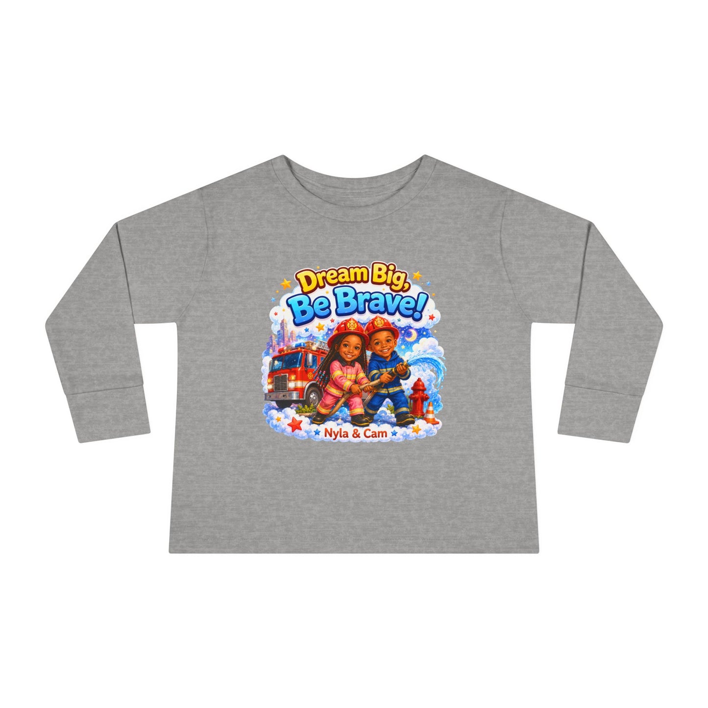 Dream Big Be Brave! Toddler Tee | Firefighter Truck Kids Shirt