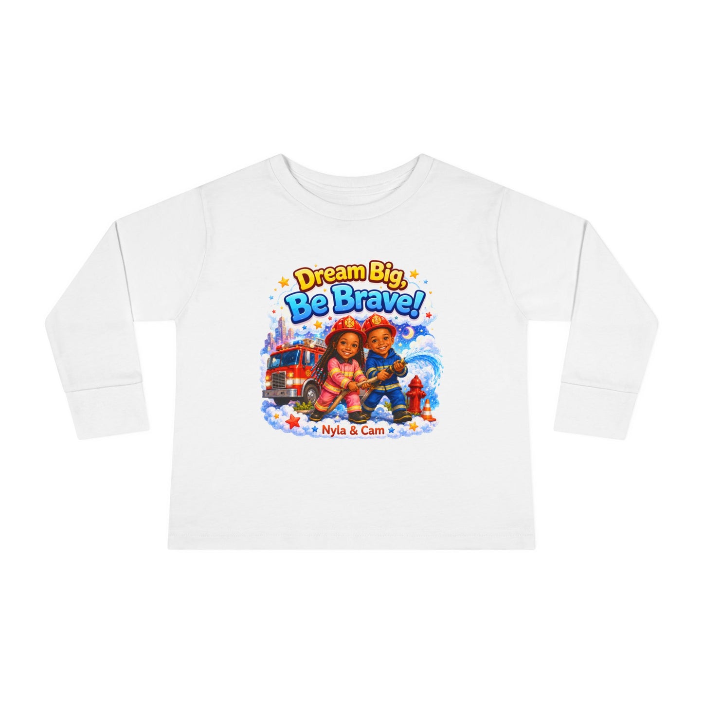 Dream Big Be Brave! Toddler Tee | Firefighter Truck Kids Shirt