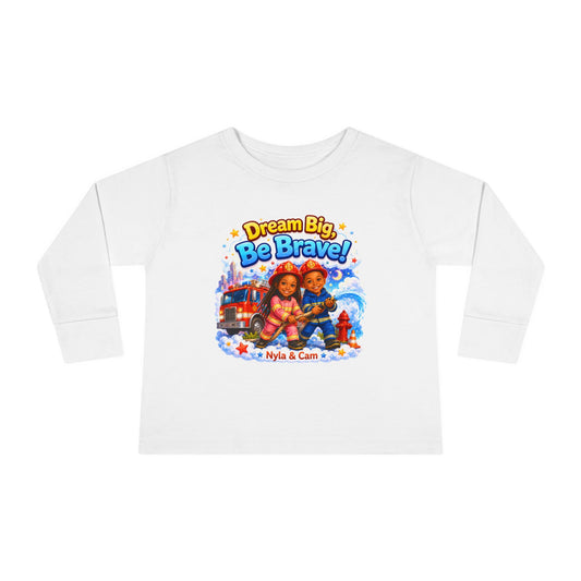 Dream Big Be Brave! Toddler Tee | Firefighter Truck Kids Shirt