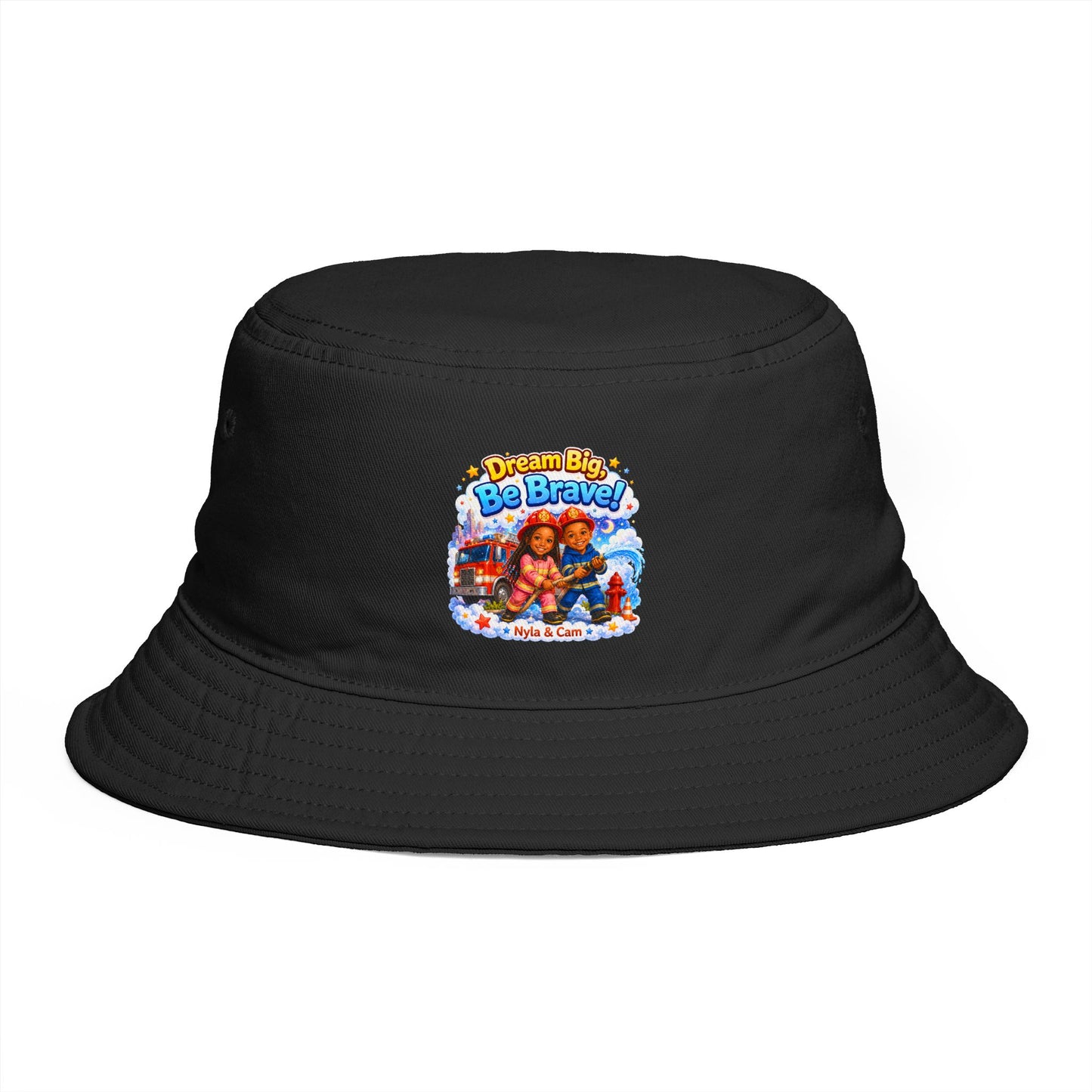 Dream Big Be Brave graphic Bucket Hat | Kids motivational illustration
