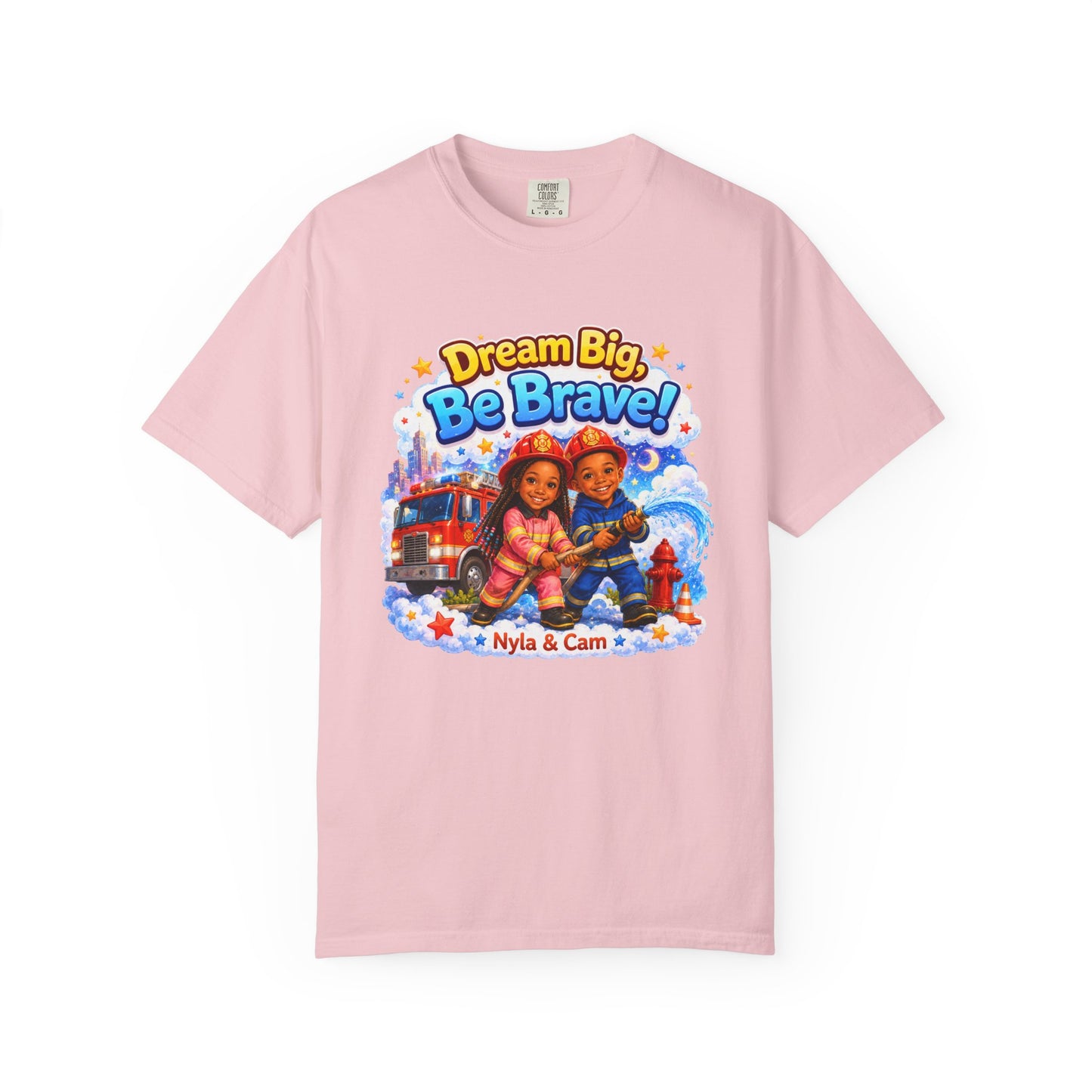 Dream Big Be Brave T-shirt | Kids Firefighter Illustration