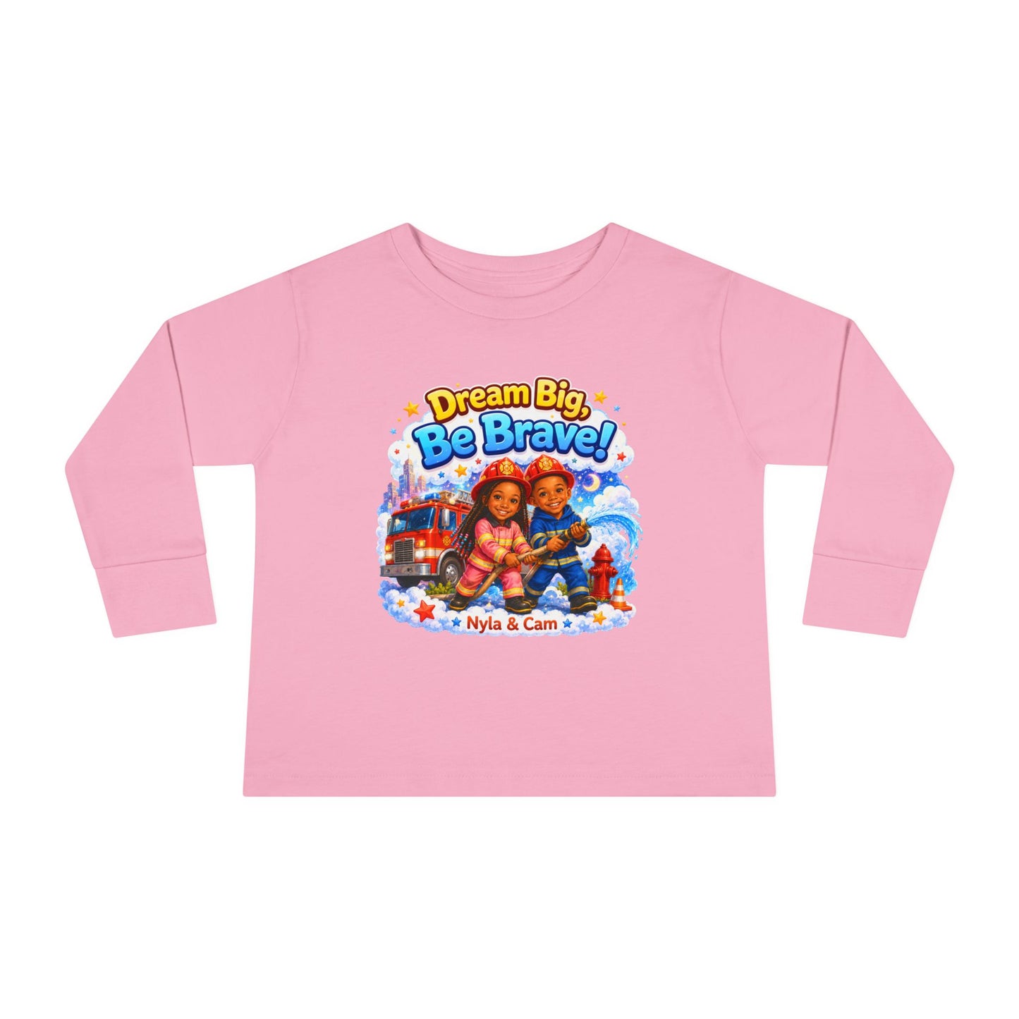 Dream Big Be Brave! Toddler Tee | Firefighter Truck Kids Shirt