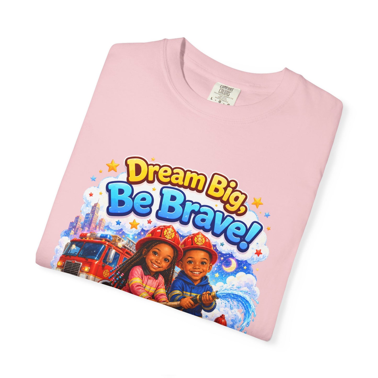 Dream Big Be Brave T-shirt | Kids Firefighter Illustration