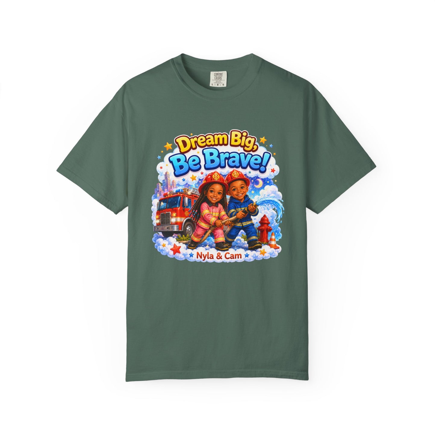 Dream Big Be Brave T-shirt | Kids Firefighter Illustration