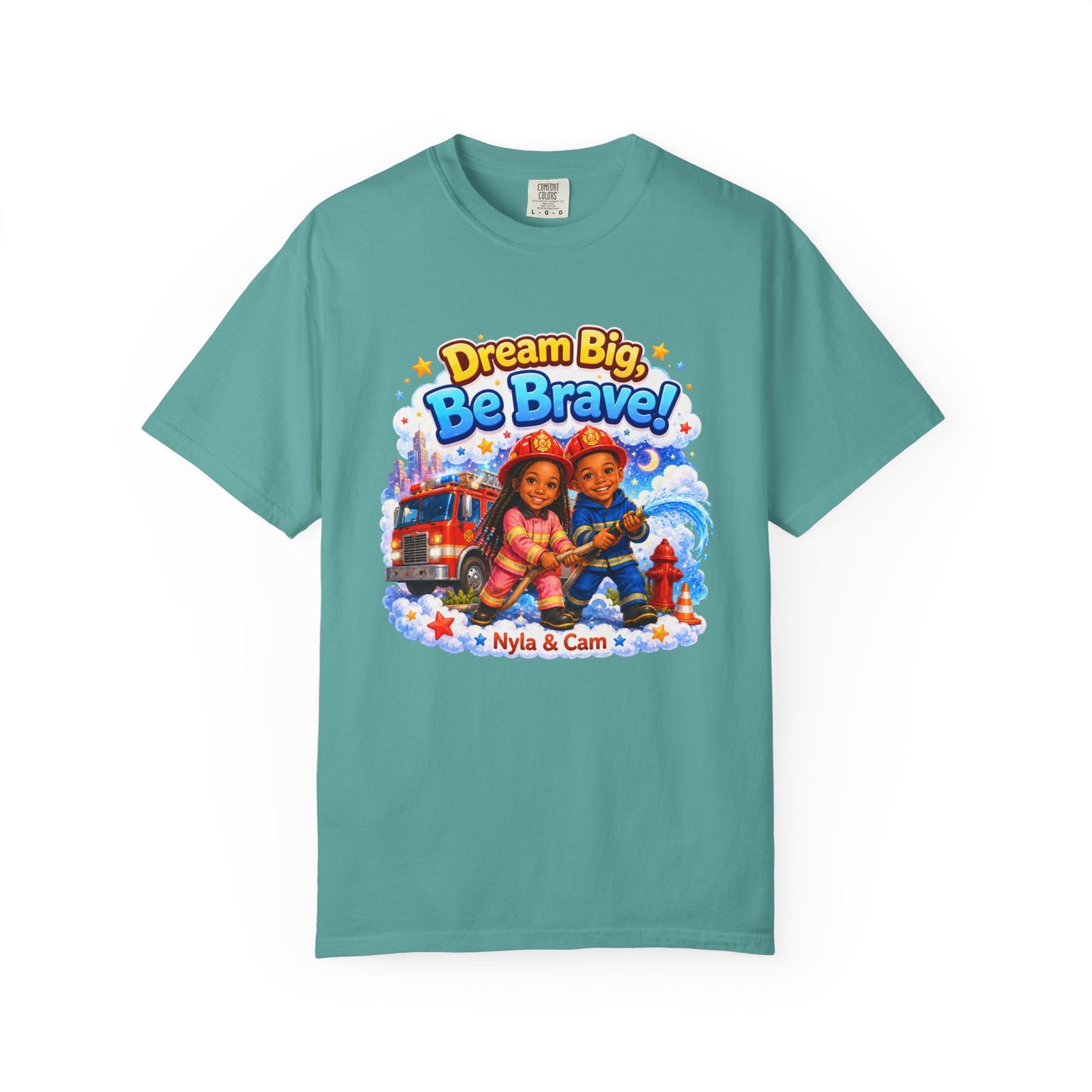 Dream Big Be Brave T-shirt | Kids Firefighter Illustration