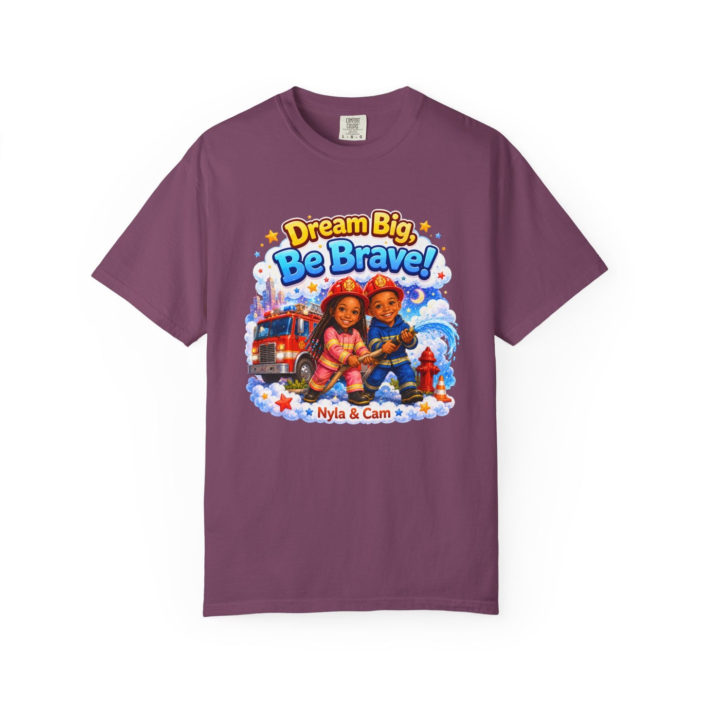 Dream Big Be Brave T-shirt | Kids Firefighter Illustration