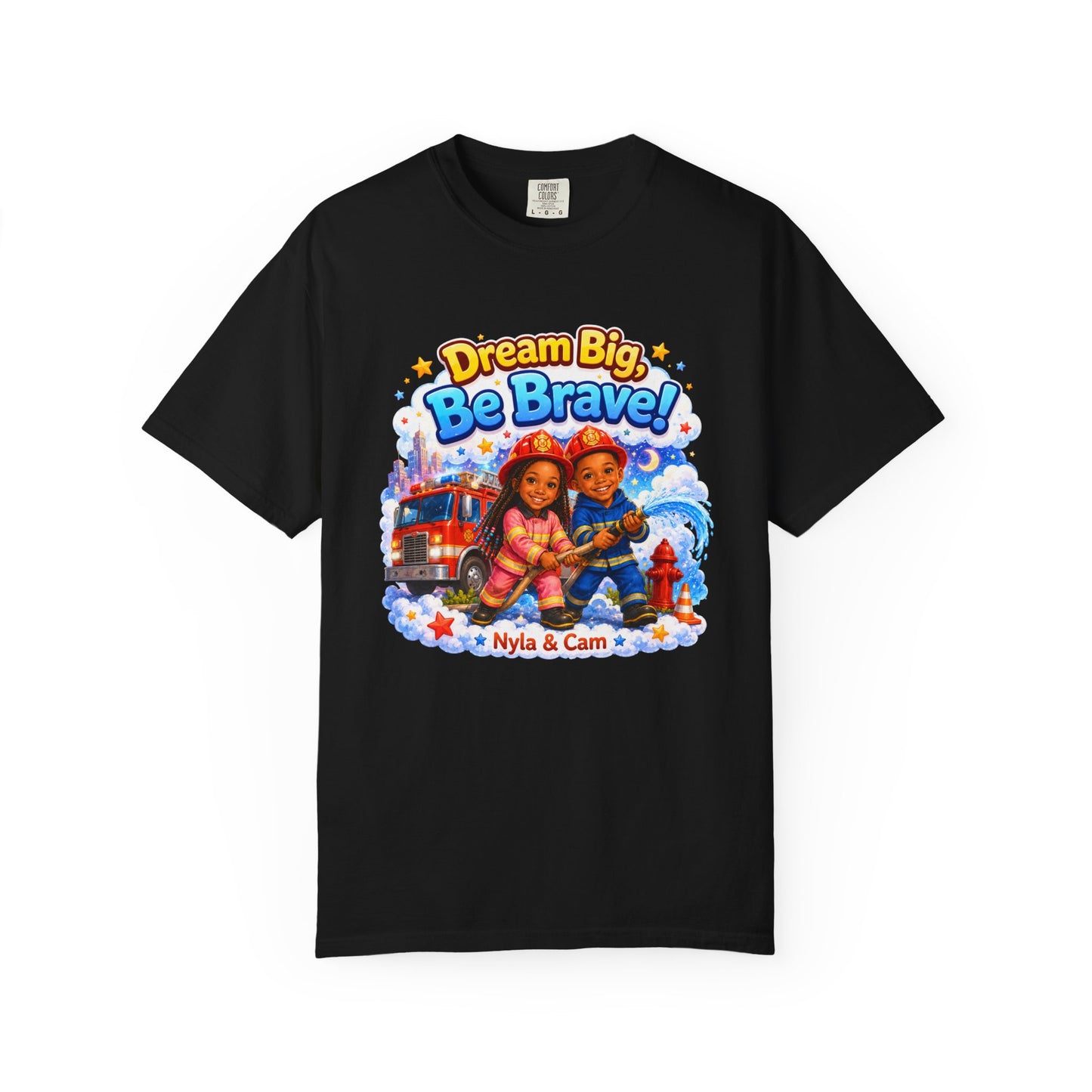 Dream Big Be Brave T-shirt | Kids Firefighter Illustration