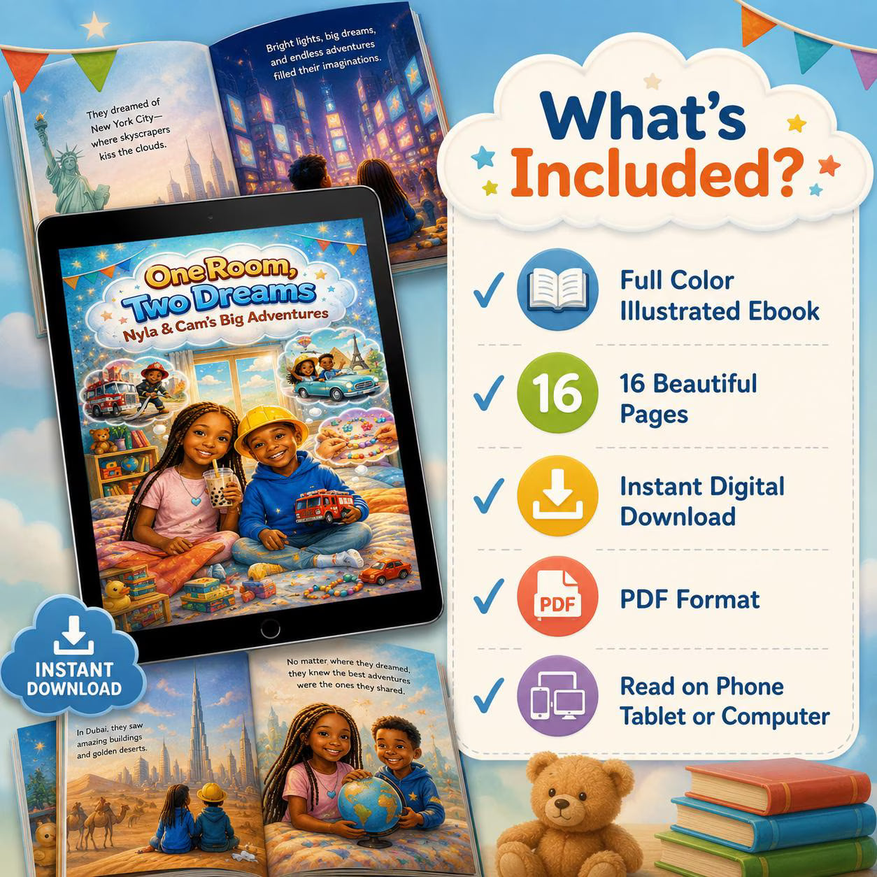 Children's Adventure Storybook: Nyla & Cam's Big Dreams (Digital Download PDF)